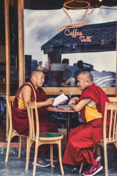 three line tales, week 187: two buddhist monks at a coffee shop